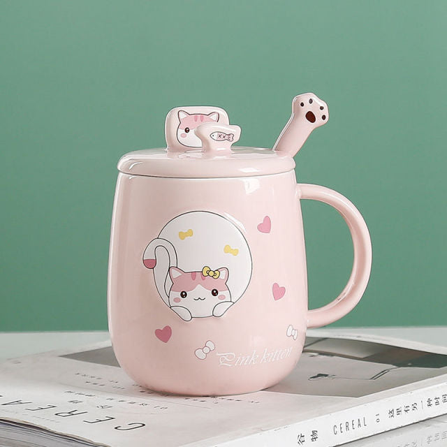 Colorful Kitty Pattern Coffee Cup Set