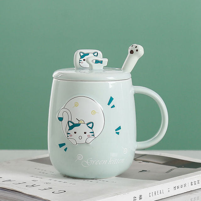 Colorful Kitty Pattern Coffee Cup Set