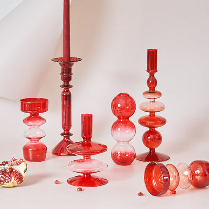 Beautiful Red Glass Candle Holder & Decorative Vase