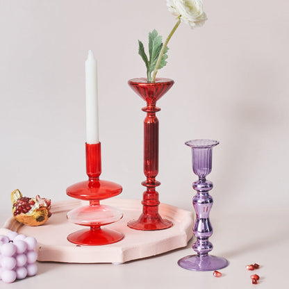 Beautiful Red Glass Candle Holder & Decorative Vase