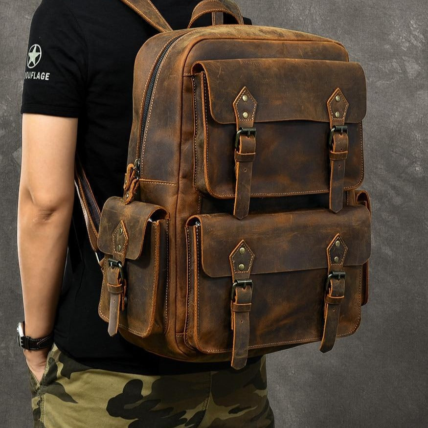 Large Capacity Retro Men's Trekking Backpack - Luxicro