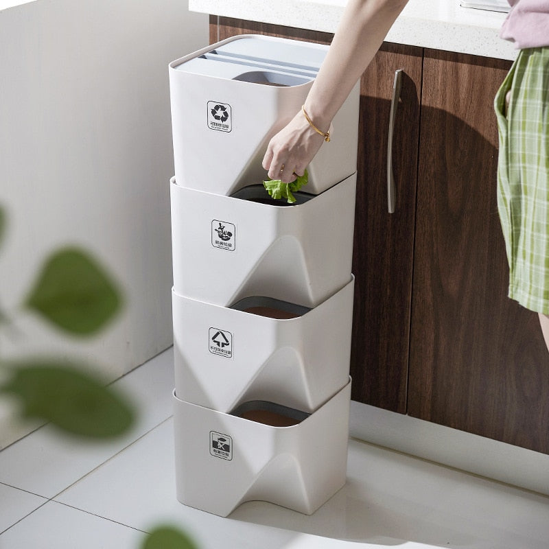 Compact Slim Kitchen Trash Can - Luxicro