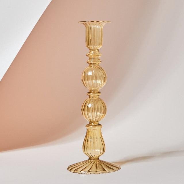 Colorful Glass Candle Stand | Decorative Home Table Centerpiece