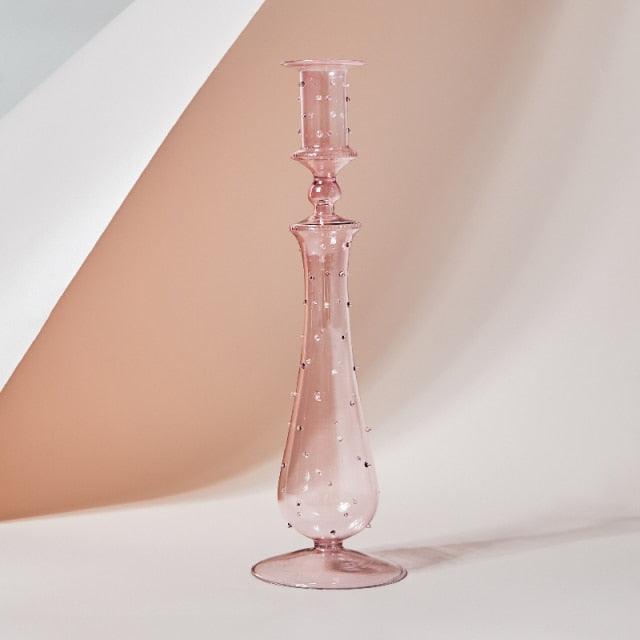 Colorful Glass Candle Stand | Decorative Home Table Centerpiece