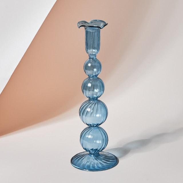 Colorful Glass Candle Stand | Decorative Home Table Centerpiece
