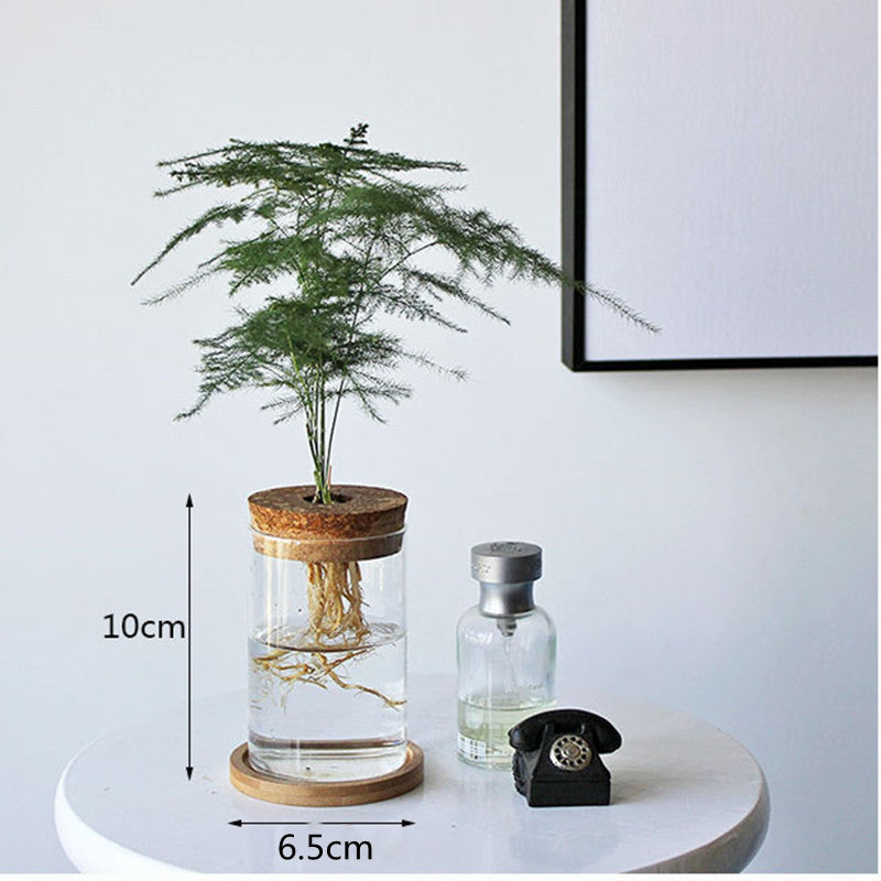 Elegant Wood and Glass Flower Vase
