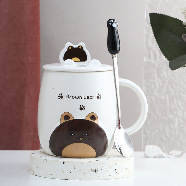 Colorful Kitty Pattern Coffee Cup Set