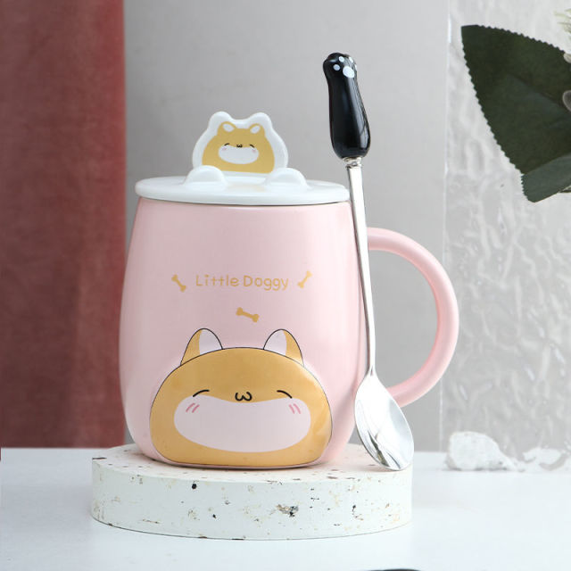 Colorful Kitty Pattern Coffee Cup Set