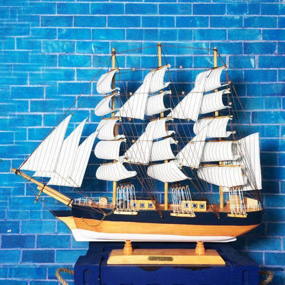 Classic Handcrafted Wooden Sailboat Decoration