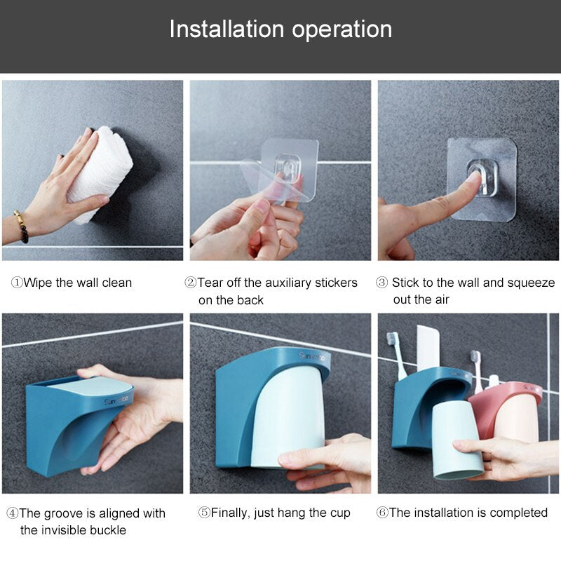 Powerful Stick Bathroom Toothbrush Holder