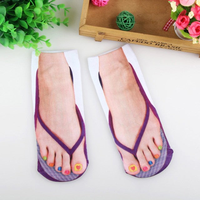 Fun Colorful Flip Flop Ankle Socks - Luxicro