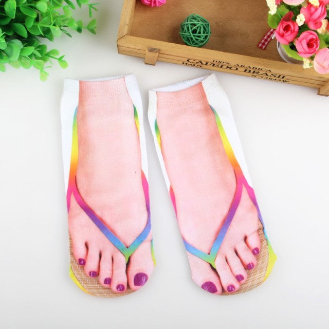 Fun Colorful Flip Flop Ankle Socks
