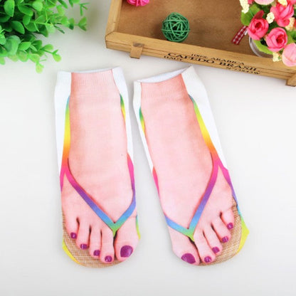 Fun Colorful Flip Flop Ankle Socks