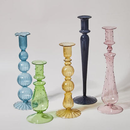 Colorful Glass Candle Stand | Decorative Home Table Centerpiece