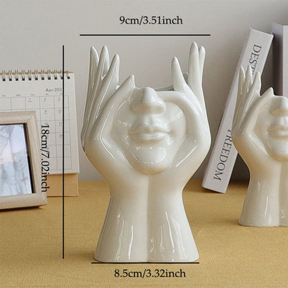 Handmade Decorative Face Design Ceramic Vase