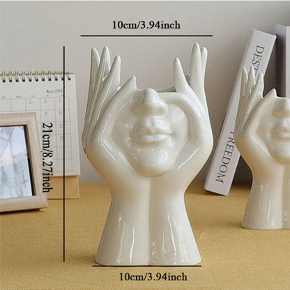 Handmade Decorative Face Design Ceramic Vase