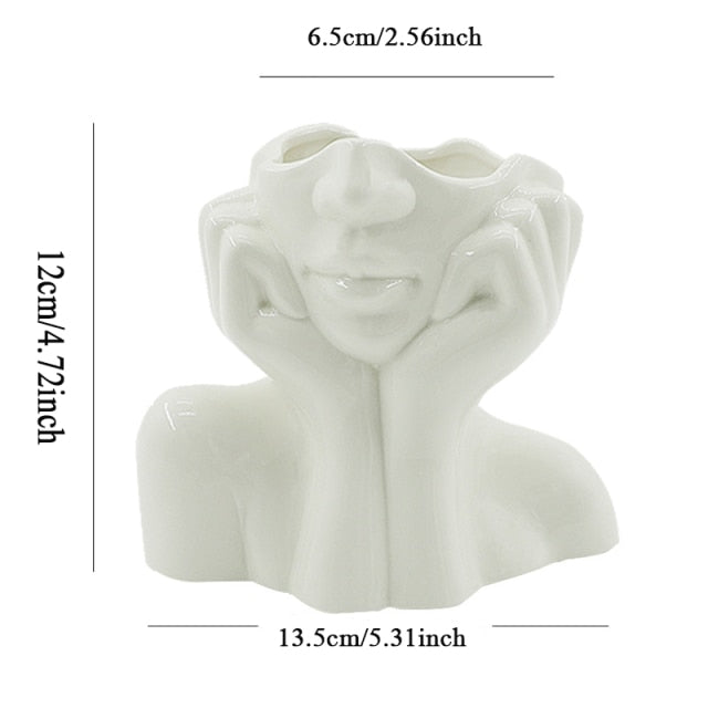 Handmade Decorative Face Design Ceramic Vase