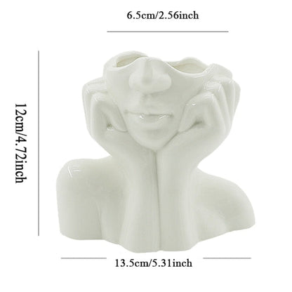 Handmade Decorative Face Design Ceramic Vase