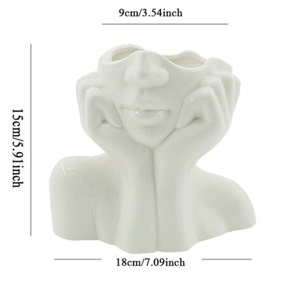Handmade Decorative Face Design Ceramic Vase