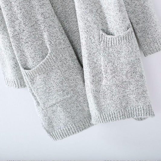 Cozy Grey Oversized Knit Cardigan Sweater - Luxicro