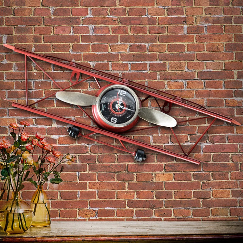 Retro Plane Shaped Wall Clock - Luxicro
