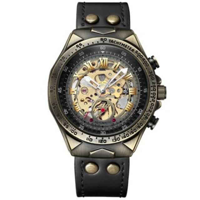 Classic Brown Genuine Leather Mens Watch