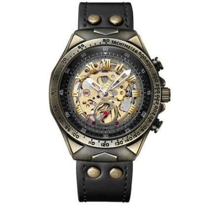 Classic Brown Genuine Leather Mens Watch