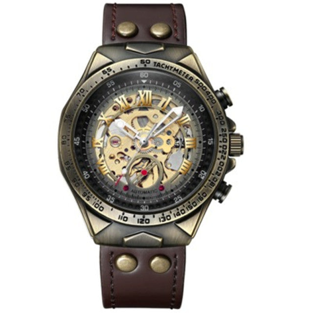 Classic Brown Genuine Leather Mens Watch
