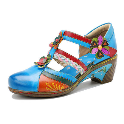 Classic Flower Embellished Leather Sandals