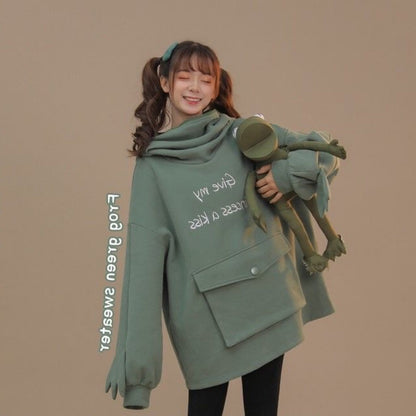 Oriental Style Frog Hoodie Sweatshirt