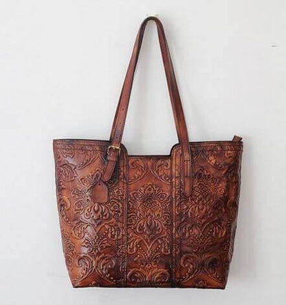 Genuine Vintage Floral Women's Leather Shoulder Bag