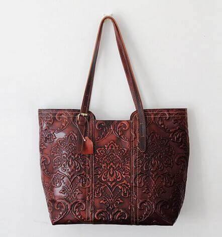 Genuine Vintage Floral Women's Leather Shoulder Bag