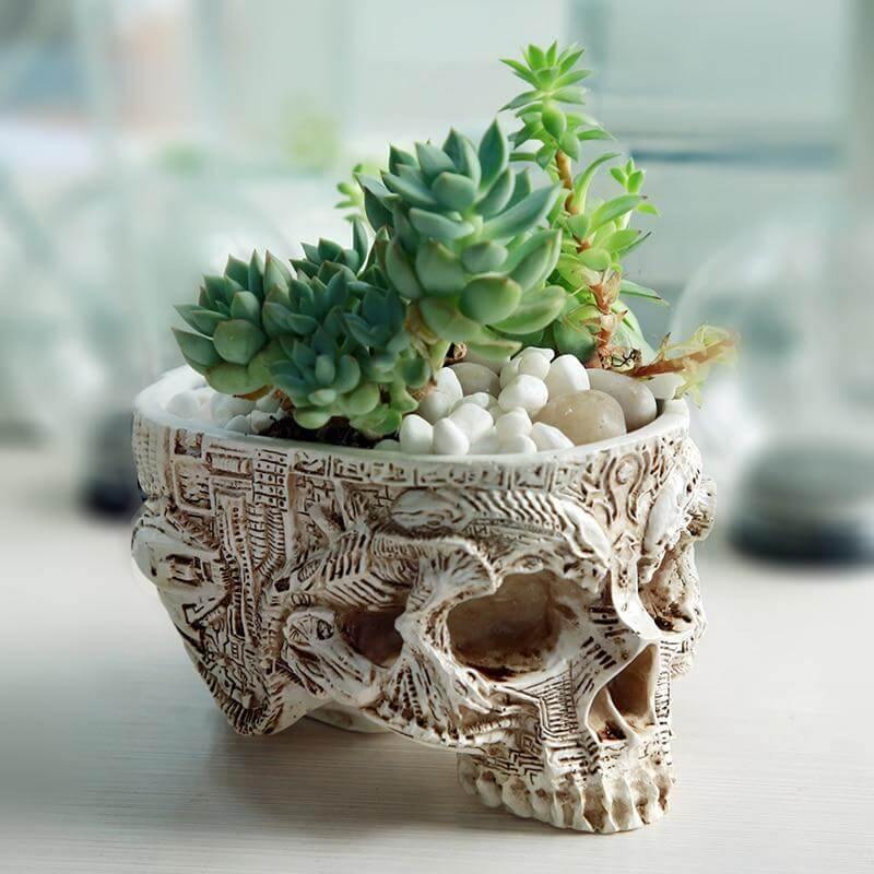Colorful Flower Pot Ceramic Skull Vase Decor - Luxicro