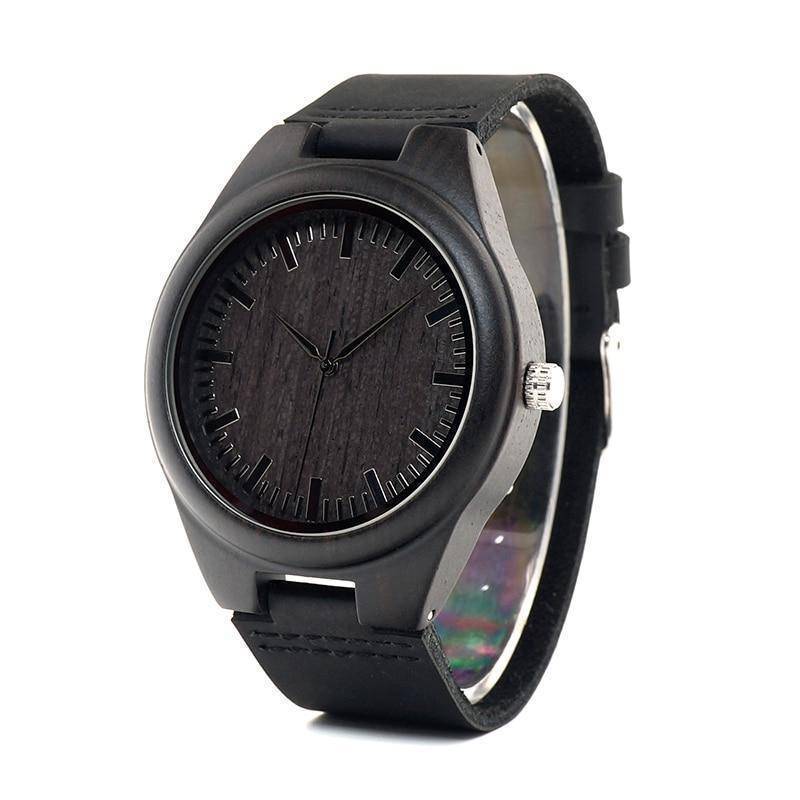 Black Leather Quartz Men's Wrist Watch