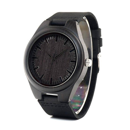 Black Leather Quartz Men's Wrist Watch