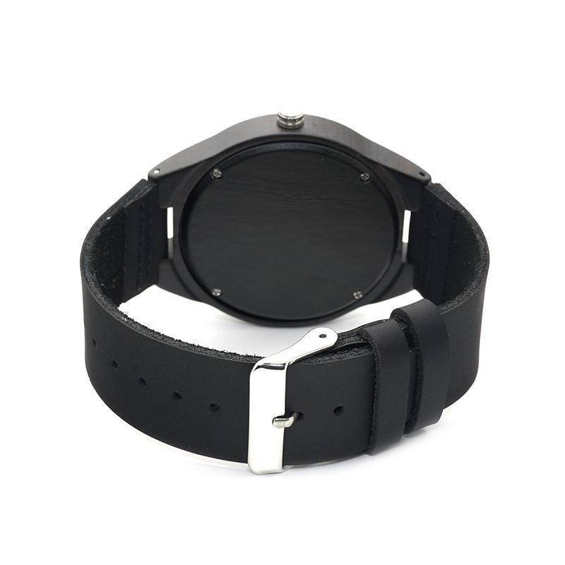 Black Leather Quartz Men's Wrist Watch