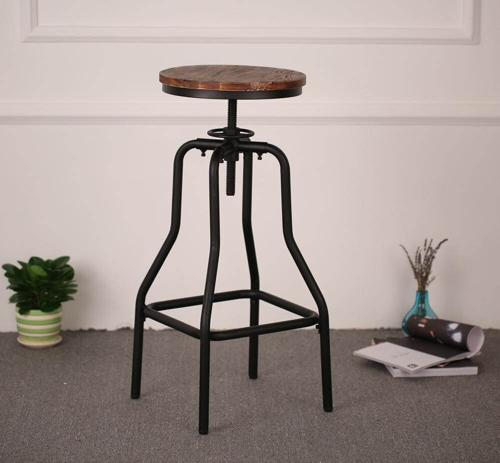 Traditional Wooden Padded Bar Stool - Luxicro