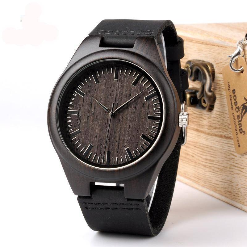 Black Leather Quartz Men's Wrist Watch - Luxicro