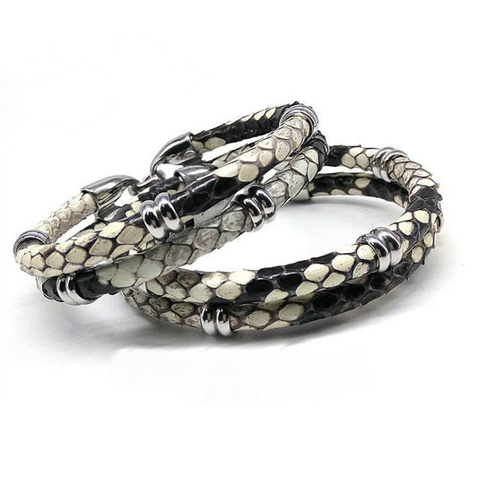 Authentic Reptile Pattern Leather Cuff - Luxicro