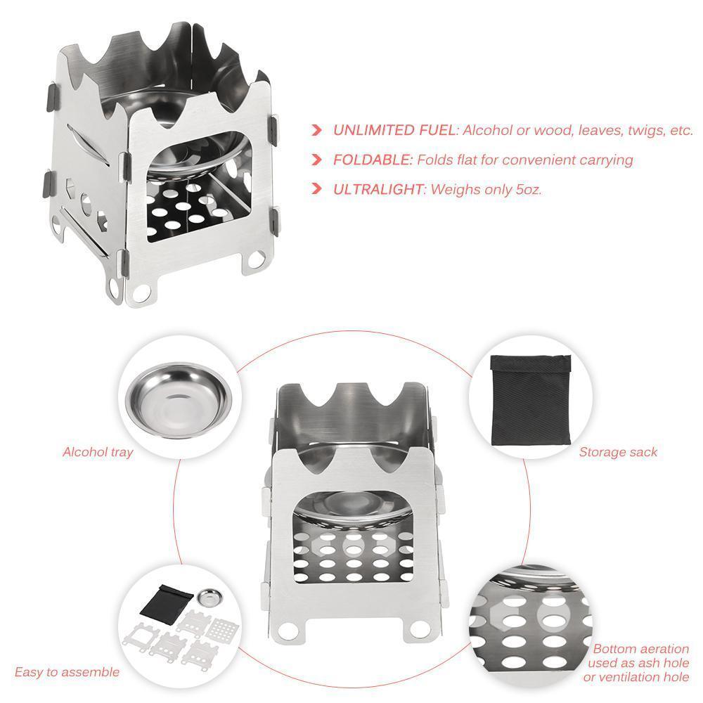 Portable Compact Camping Stove with Stainless Steel Burner