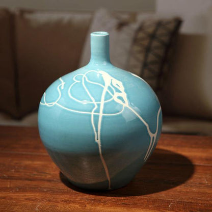 Beautiful Navy Blue Ceramic Home Vase