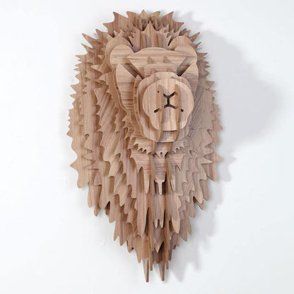 Handcrafted Wooden Lion Decor Panel