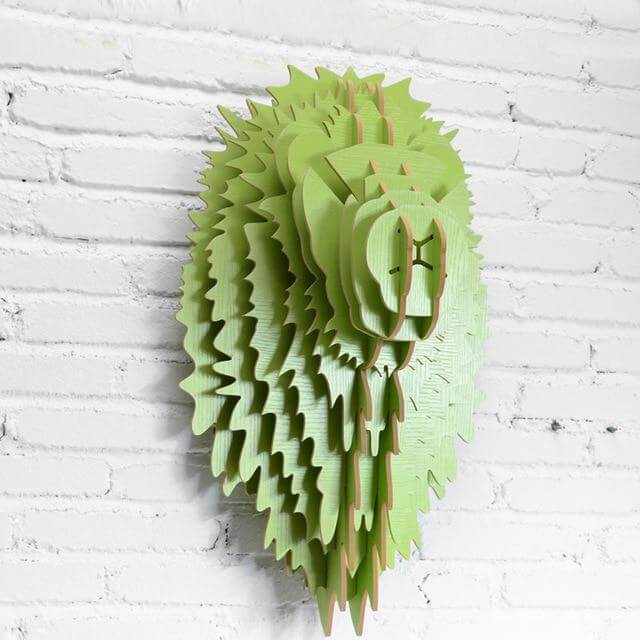 Handcrafted Wooden Lion Decor Panel