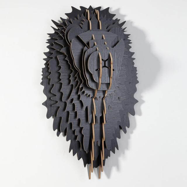 Handcrafted Wooden Lion Decor Panel