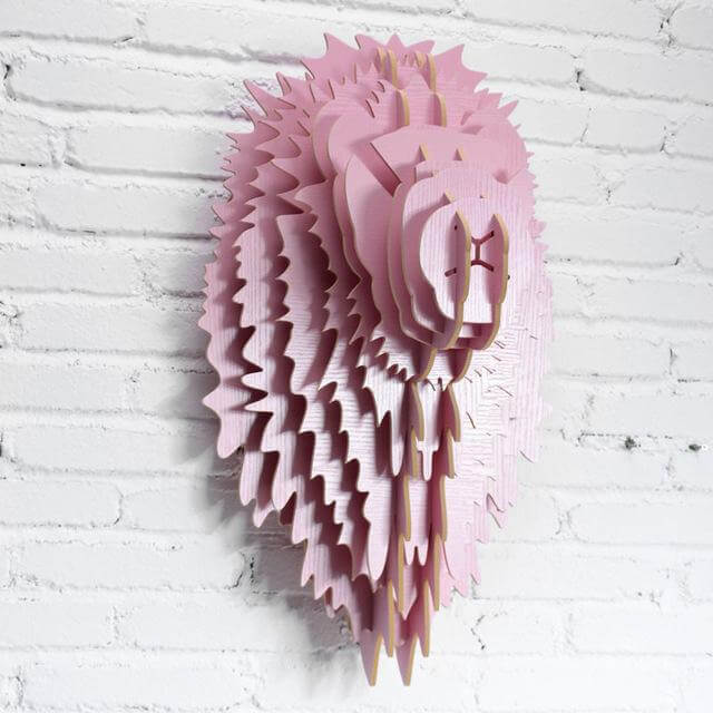 Handcrafted Wooden Lion Decor Panel