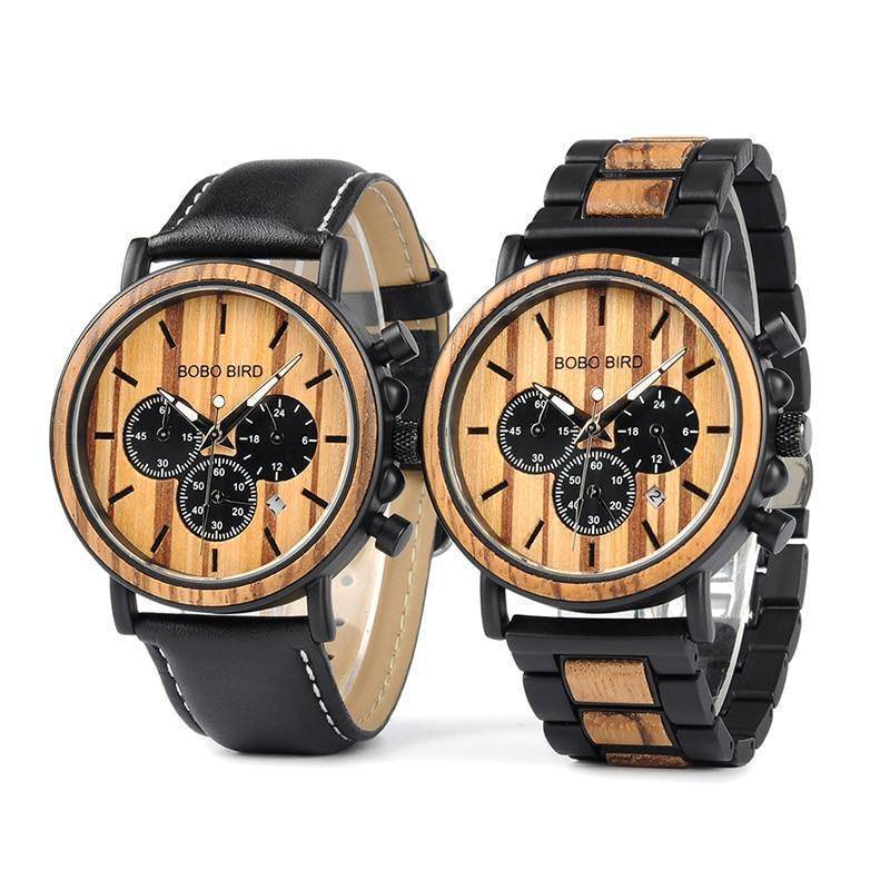 Classic Brown Leather Quartz Watch with Glow Hands