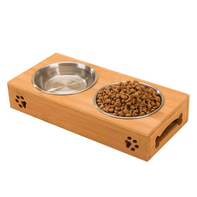 Rustic Wooden Pet Food Bowl - Luxicro
