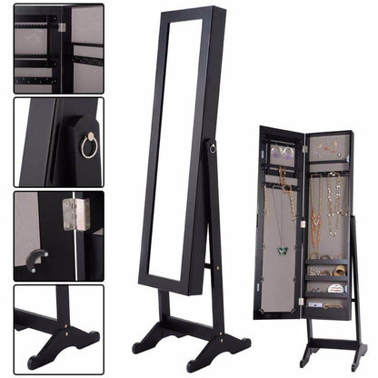 Elegant Wood Jewelry Armoire Mirror - Luxicro