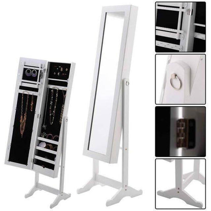 Elegant Wood Jewelry Armoire Mirror