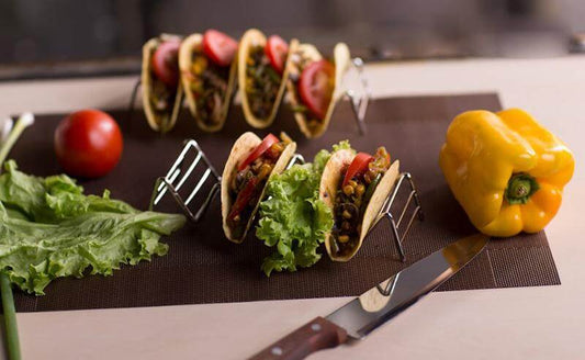 2 Piece Metal Taco Holder with Non Slip Base - Luxicro